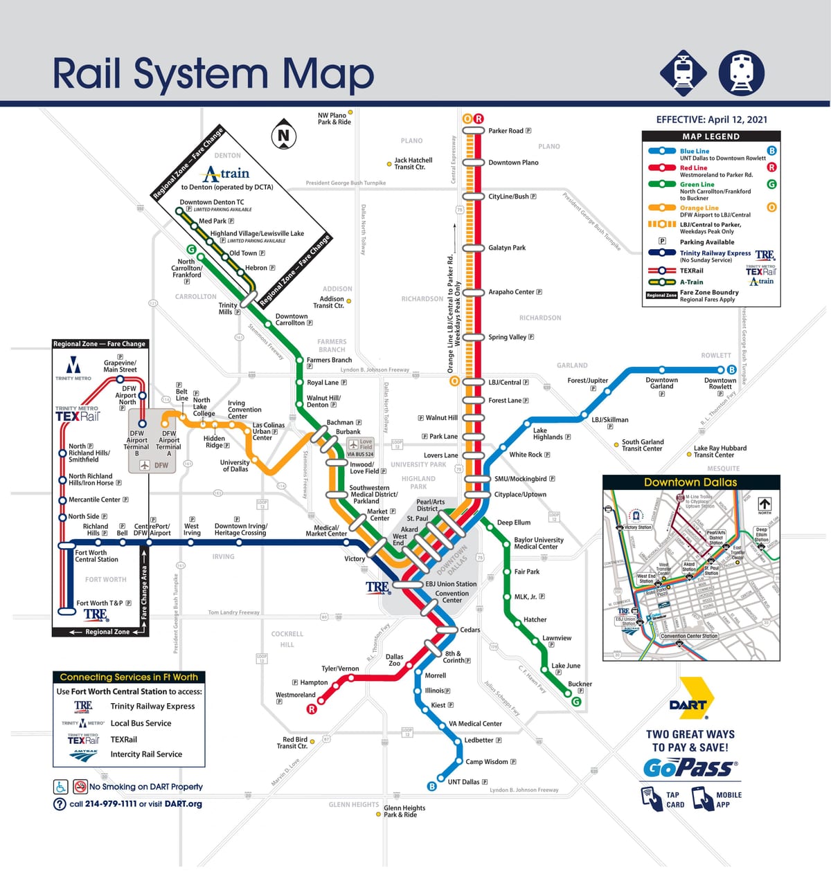 Karte der Bahnhöfe in Dallas